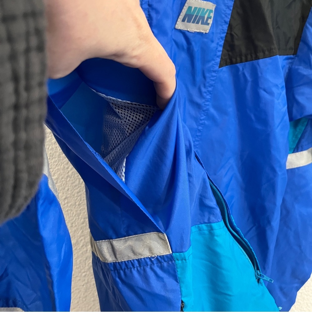 Vintage Nike blue black teal color block windbreaker zip up size small - Picture 6 of 13